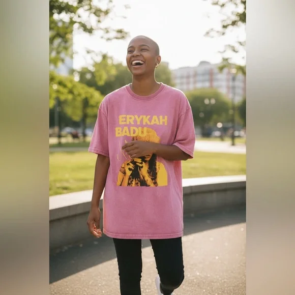 •Neo Soul Energy• Pink Washed Erykah Badu Unisex Tee - Picture 2 of 4